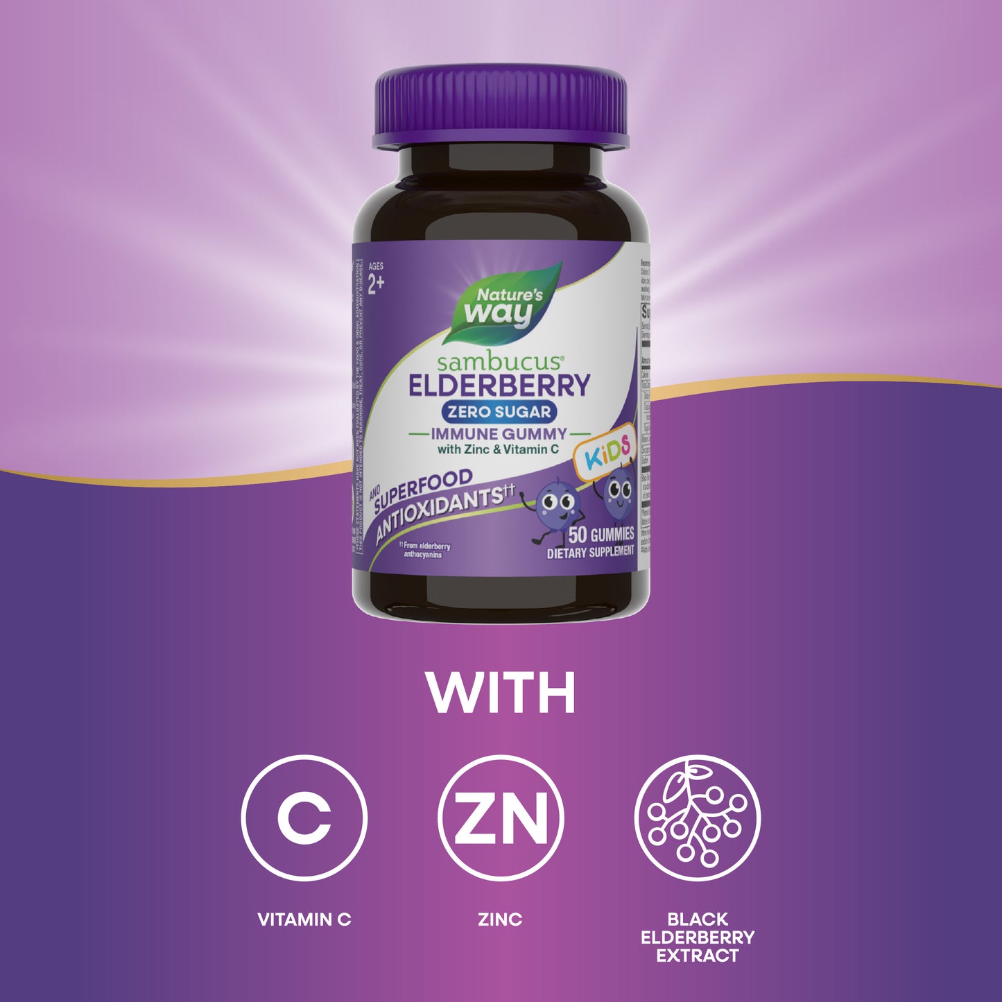 <{%MAIN5_15027%}>Nature's Way® | Sambucus Elderberry Zero Sugar Immune Gummies for Kids