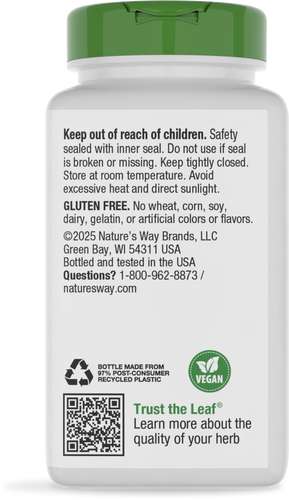 Nature's Way® | Black Cohosh Root - back of pack Sku:14690