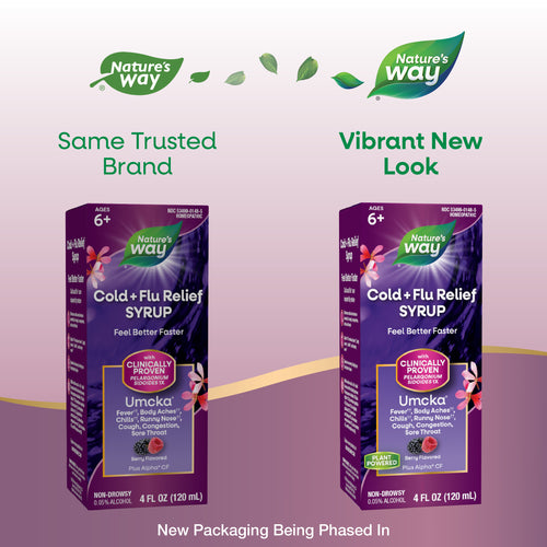 Nature's Way® | Umcka Cold+Flu Relief Syrup - package updates old to new Sku:15148