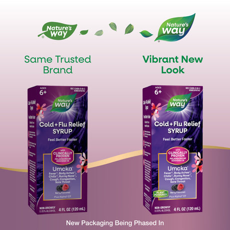 <{%MAIN1_15148%}>Nature's Way® | Umcka Cold+Flu Relief Syrup - package updates old to new