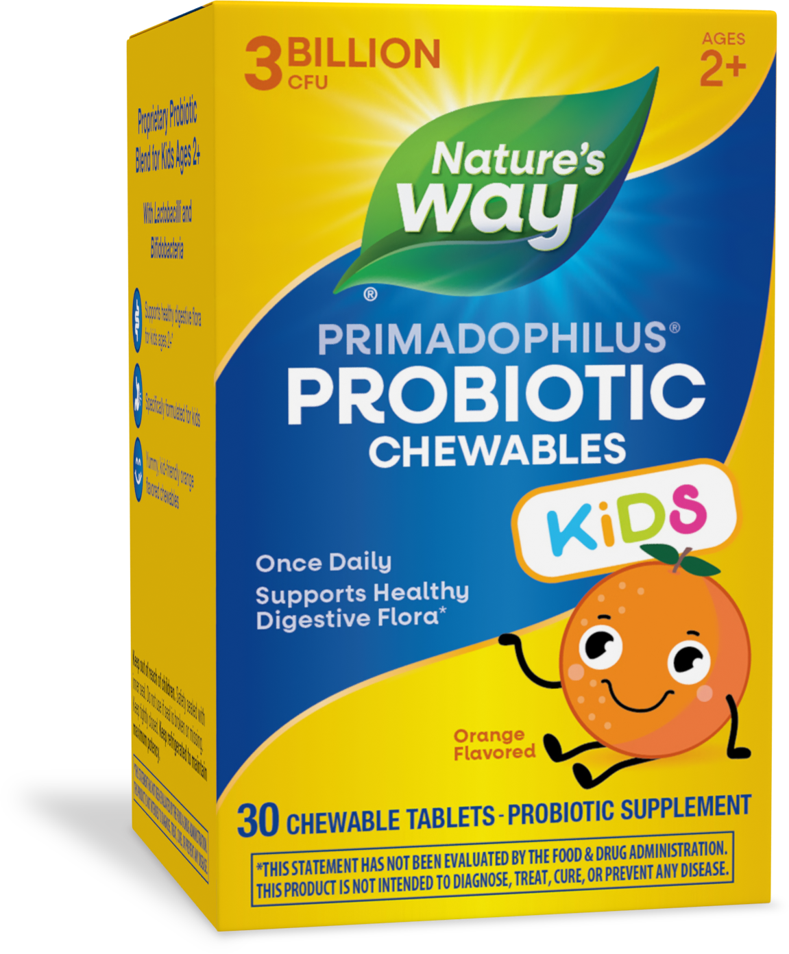 <{%PRIMARY_14242E%}>Nature's Way® | Primadophilus Kids Probiotic Chewables, 30 chewables, Orange