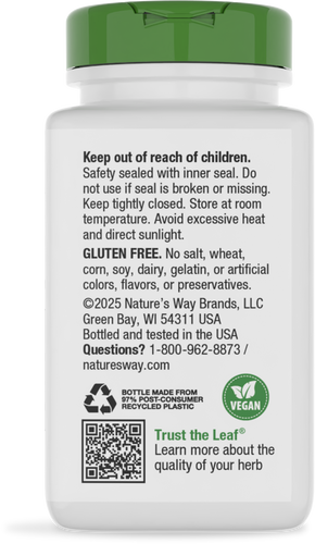 Nature's Way® | Feverfew Herb - back of pack Sku:12850