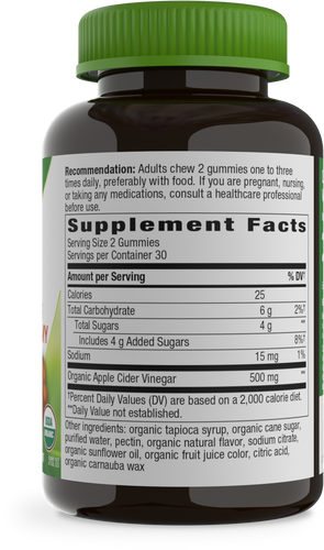 Nature's Way® | Organic Apple Cider Vinegar Gummies - right side of pack Sku:13752