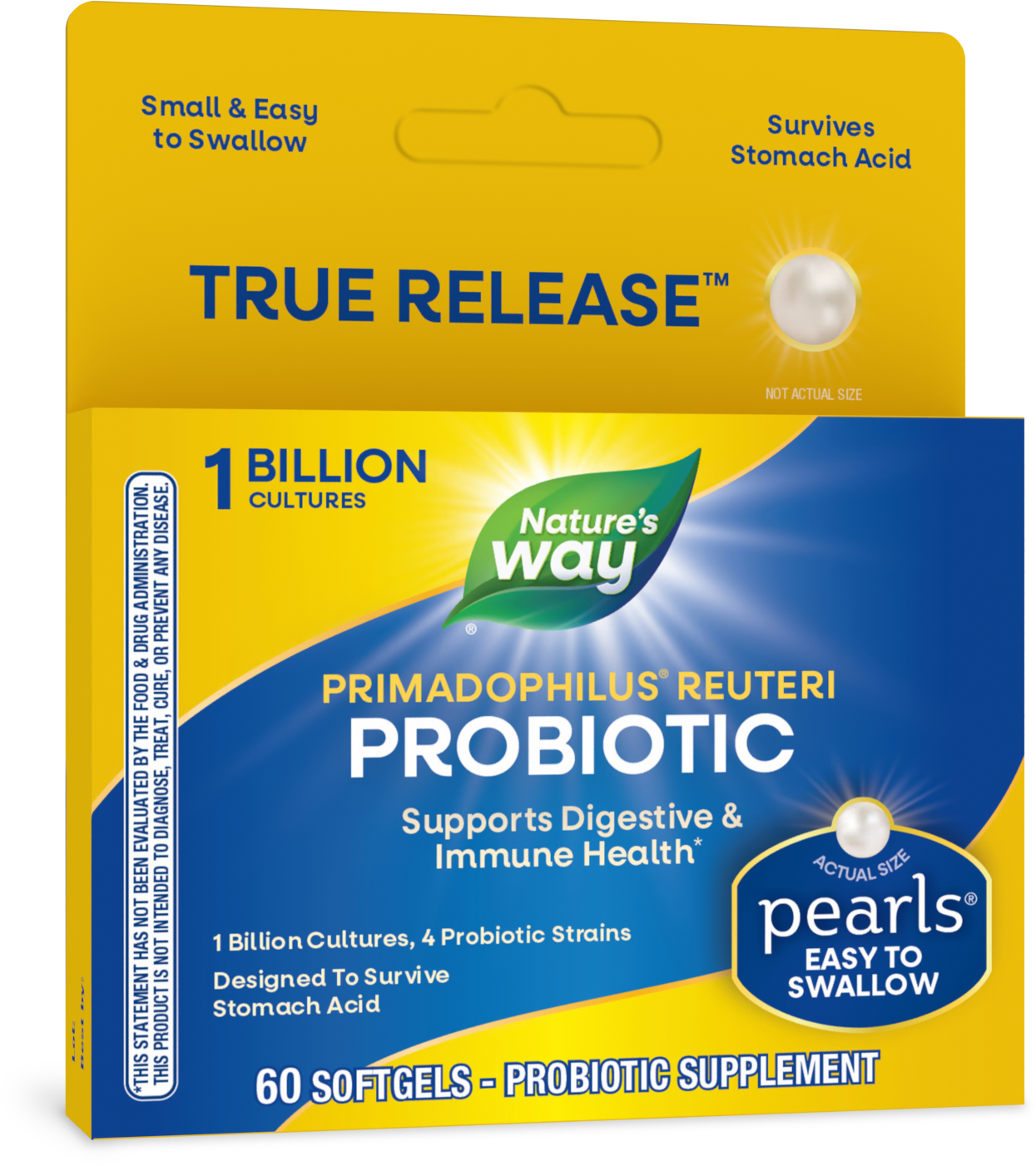 <{%PRIMARY_15770E%}>Nature's Way® | Primadophilus Reuteri Pearls Probiotics, 60 softgels