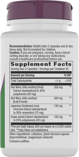 Nature's Way® | Resveratrol - right side of pack Sku:15611