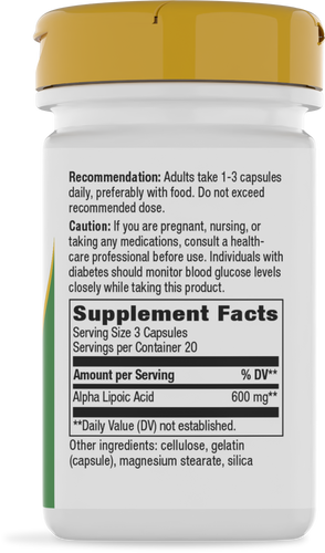 Nature's Way® | Alpha Lipoic Acid - right side of pack Sku:45181
