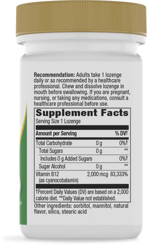 Nature's Way® | Vitamin B12 Lozenges High Potency - right side of pack Sku:40440