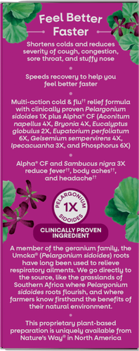 Nature's Way® | Umcka Cold & Flu Elderberry Syrup - left side of pack Sku:15845