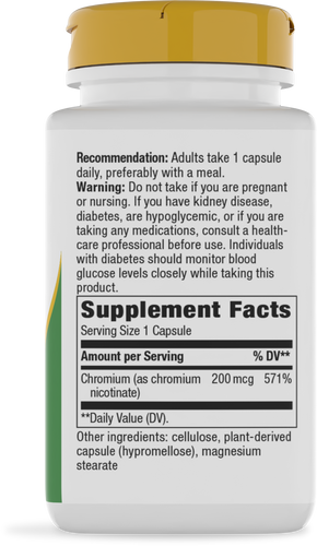 Nature's Way® | GTF Chromium Glucose Tolerance Factor - right side of pack Sku:41021