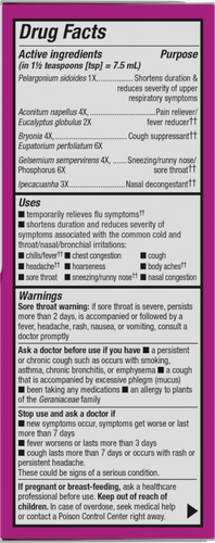 Nature's Way® | Umcka Cold & Flu Relief Syrup - right side of pack Sku:15148
