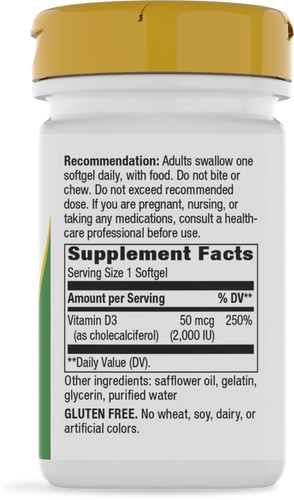 Nature's Way® | Vitamin D3 - right side of pack Sku:15590