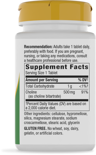 Nature's Way® | Choline - right side of pack Sku:40460