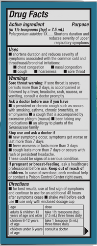 Nature's Way® | Umcka Zero Sugar Cold Relief Syrup - right side of pack Sku:15794