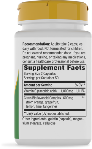 Nature's Way® | Vitamin C with Bioflavonoids - right side of pack Sku:40330