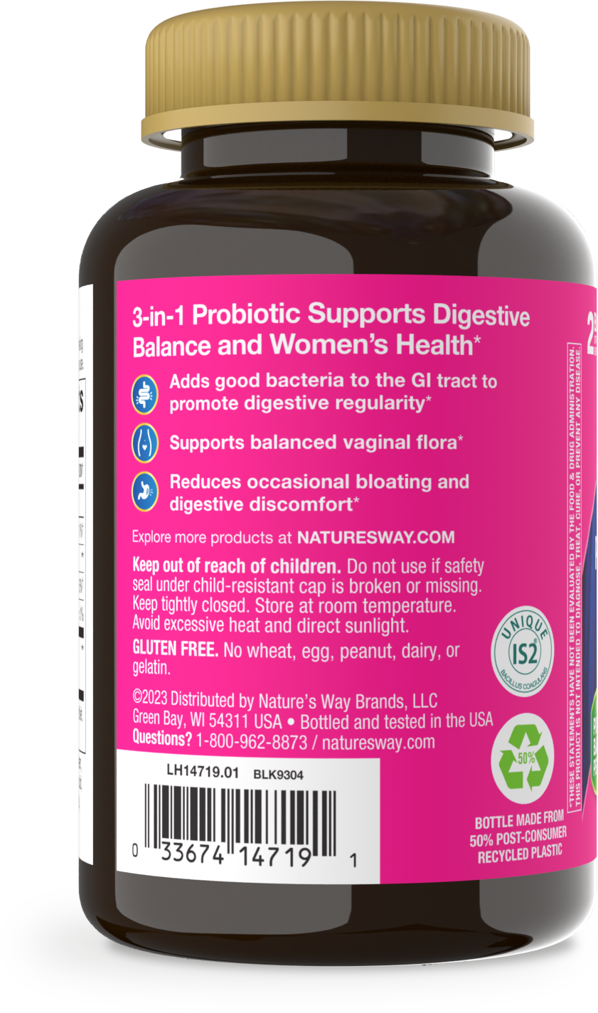 <{%MAIN8_14719%}>Nature's Way® | 3-in-1 Probiotic Women's Gummy - left side of pack