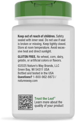 Nature's Way® | Red Yeast Rice - back of pack Sku:15540