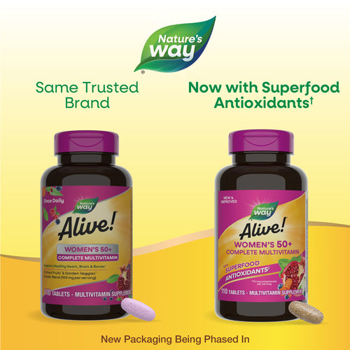 Nature's Way® | Alive! Women's 50+ Complete Multivitamin - package updates old to new Sku:13901