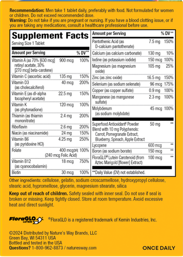 Nature's Way® | Alive! Men's Complete Multivitamin - back of pack Sku:13660