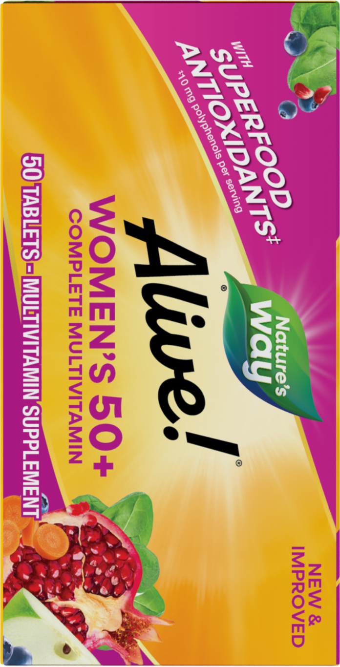 <{%MAIN11_13662%}>Nature's Way® | Alive! Women's 50+ Complete Multivitamin - left side of pack