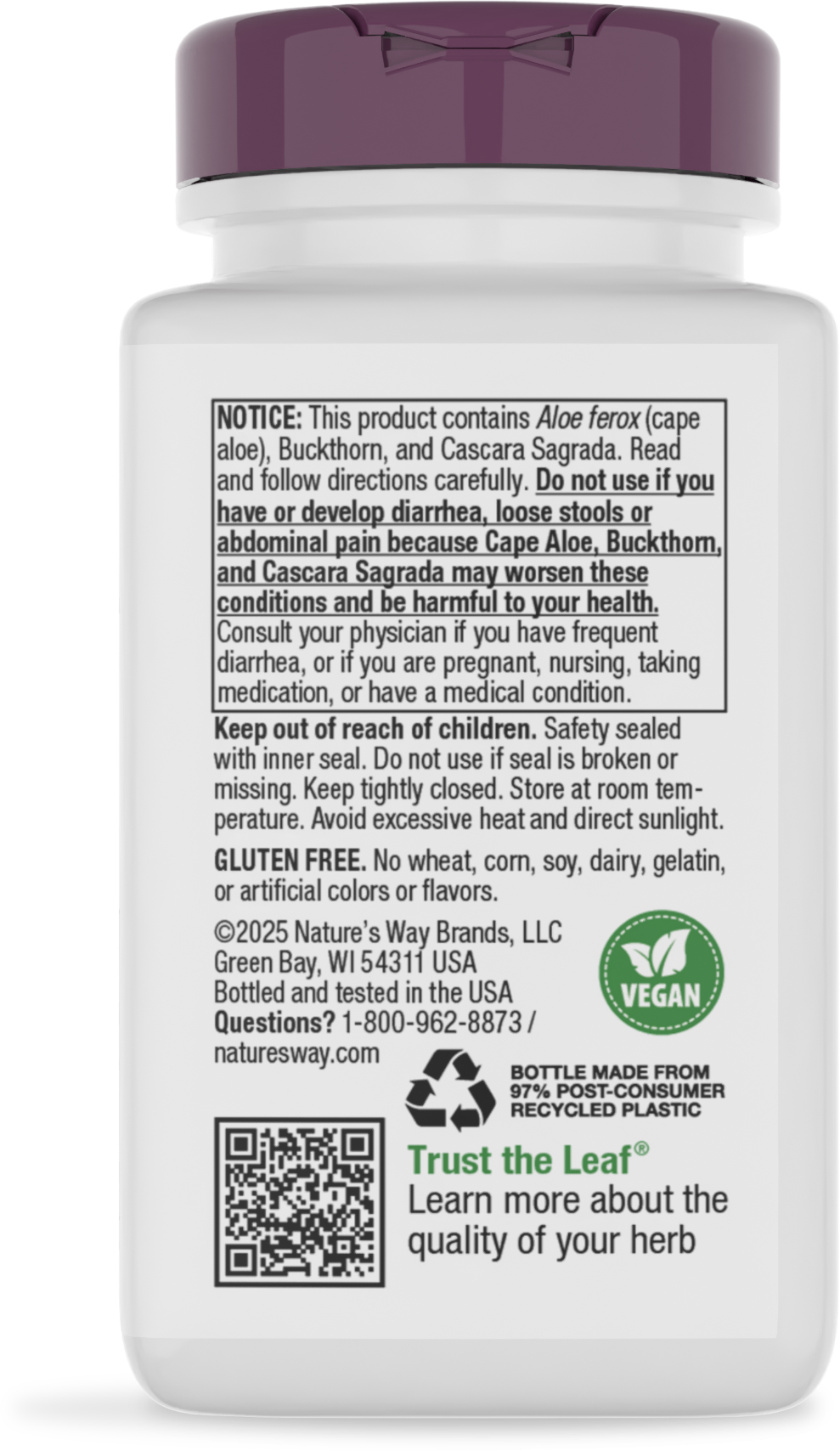 <{%MAIN4_142%}>Nature's Way® | Aloe MAXLAX Premium Blend - back of pack