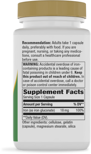 Nature's Way® | Iron - right side of pack Sku:41041