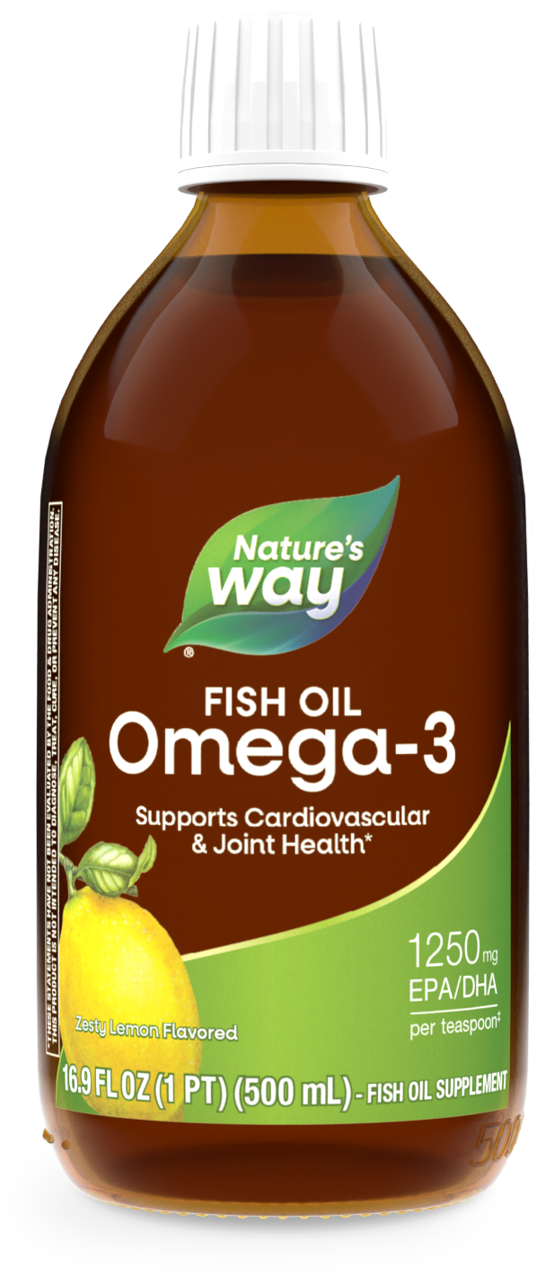 <{%PRIMARY_10970%}>Nature's Way® | Fish Oil Omega-3, 16.9 fl oz (500 ml), Zesty Lemon