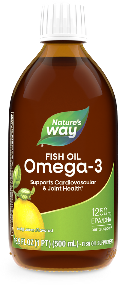 <{%PRIMARY_10970%}>Nature's Way® | Fish Oil Omega-3, 16.9 fl oz (500 ml), Zesty Lemon