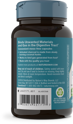 Nature's Way® | Activated Charcoal - left side of pack Sku:45171