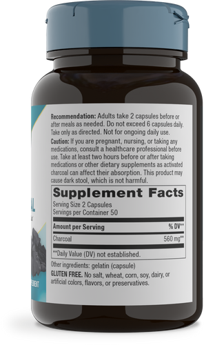 Nature's Way® | Activated Charcoal - right side of pack Sku:45171