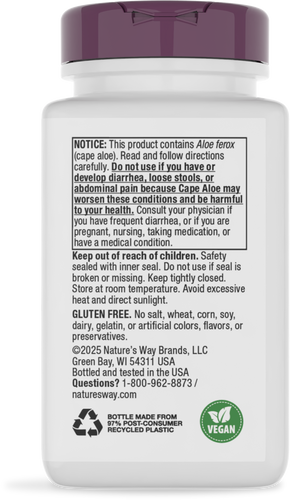 Nature's Way® | Aloelax Premium Blend - back of pack Sku:900