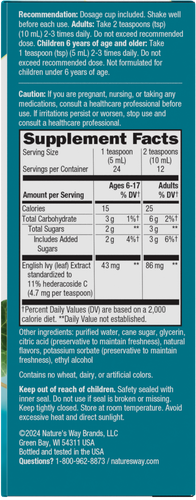 Nature's Way® | Bronchial Soothe Ivy Leaf Extract Syrup - right side of pack Sku:08771