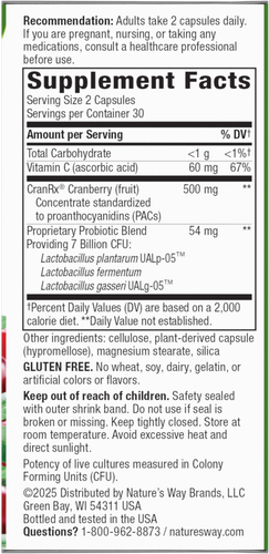 Nature's Way® | CranRx Women's Care with Probiotics - right side of pack Sku:11861
