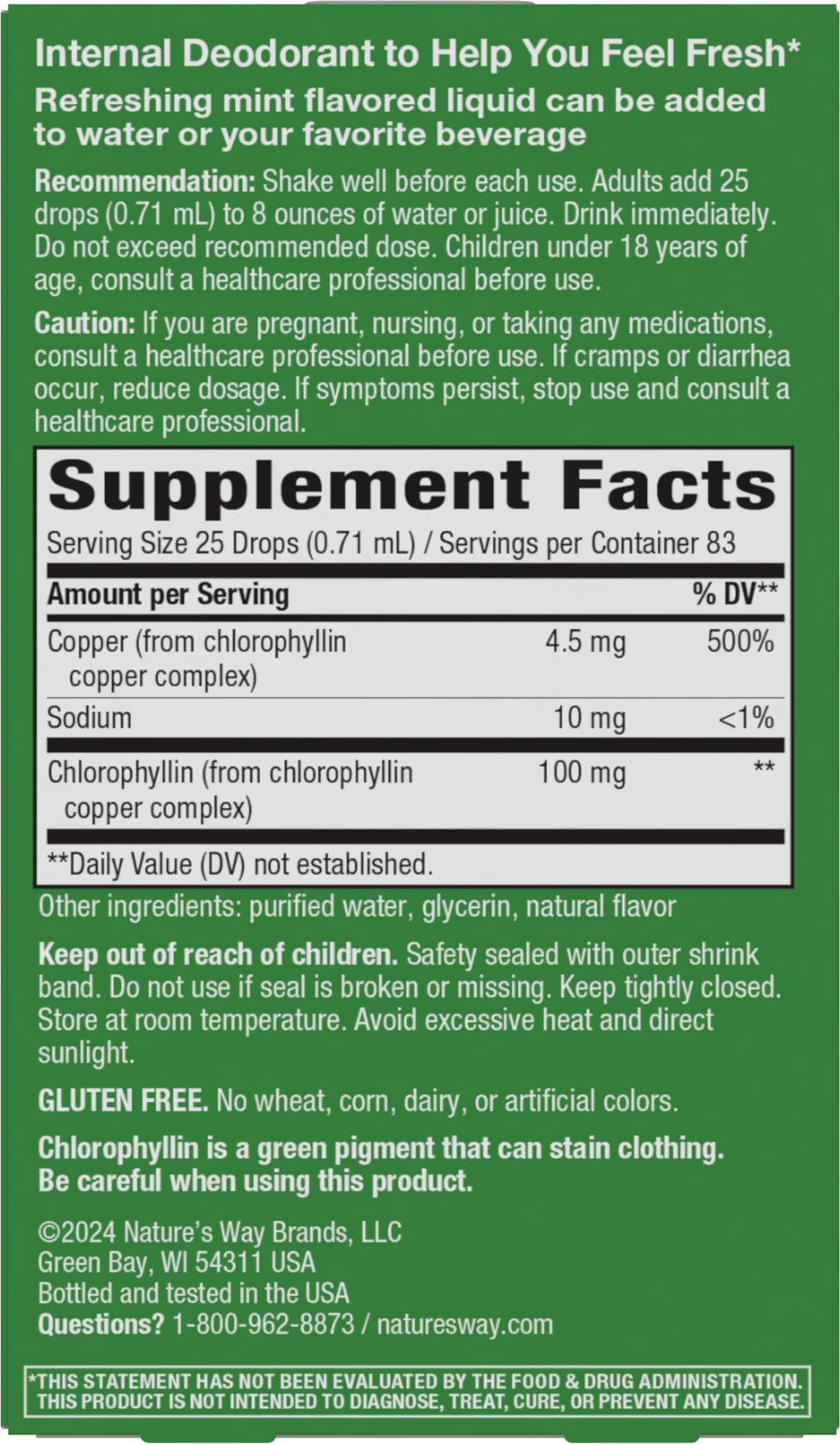 <{%MAIN2_10008%}>Nature's Way® | Chlorofresh Chlorophyll Drops - back of pack