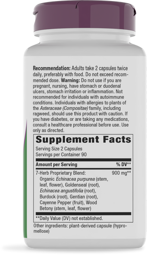 Nature's Way® | Echinacea Goldenseal Premium Blend - right side of pack Sku:12108