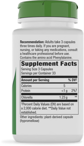 Nature's Way® | Chlorella - right side of pack Sku:11850