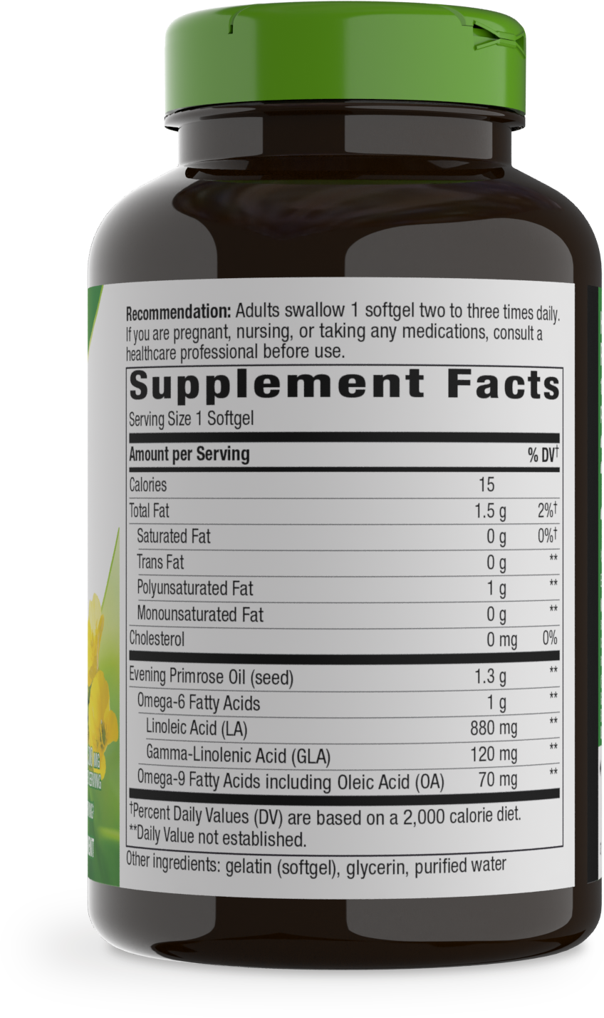 <{%MAIN9_15419%}>Nature's Way® | Evening Primrose Cold-Pressed Oil - right side of pack