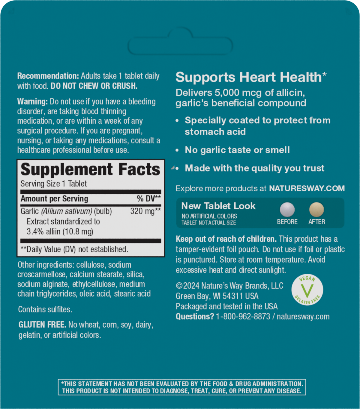 <{%MAIN2_08501%}>Nature's Way® | Garlinase 5000 - back of pack