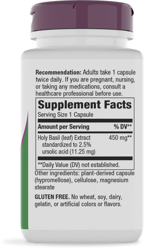 Nature's Way® | Holy Basil Standardized Extract - right side of pack Sku:15493