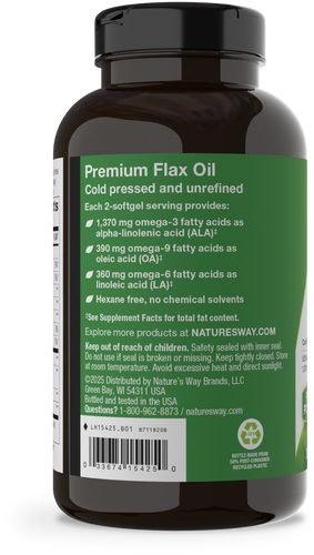 Nature's Way® | Flax Oil - left side of pack Sku:15425
