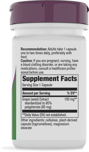 Nature's Way® | Grape Seed Standardized Extract - right side of pack Sku:14320