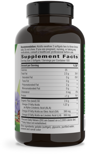 Nature's Way® | Flax Oil - right side of pack Sku:15425