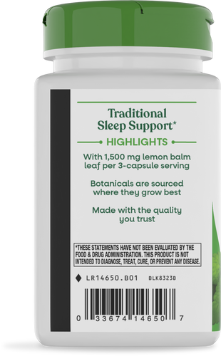 Nature's Way® | Melissa-Lemon Balm Leaf - left side of pack Sku:14650