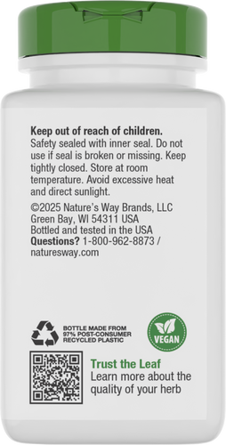 Nature's Way® | Maca Root - back of pack Sku:15310