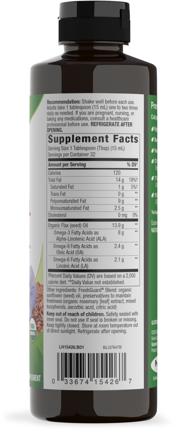 <{%MAIN2_15426%}>Nature's Way® | Organic Flax Oil - right side of pack