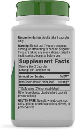 Nature's Way® | Red Clover Blossom / Herb - right side of pack Sku:16000