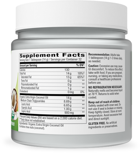 Nature's Way® | Organic Extra Virgin Coconut Oil - right side of pack Sku:15673