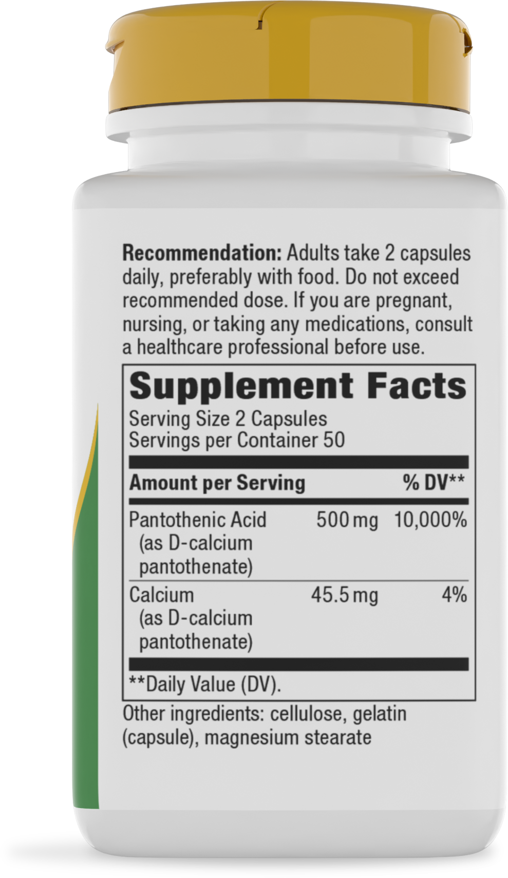 <{%MAIN2_40491%}>Nature's Way® | Pantothenic Acid Vitamin B5 - right side of pack