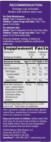 Nature's Way® | Sambucus Zero Sugar Traditional Immune Syrup - right side of pack Sku:15331