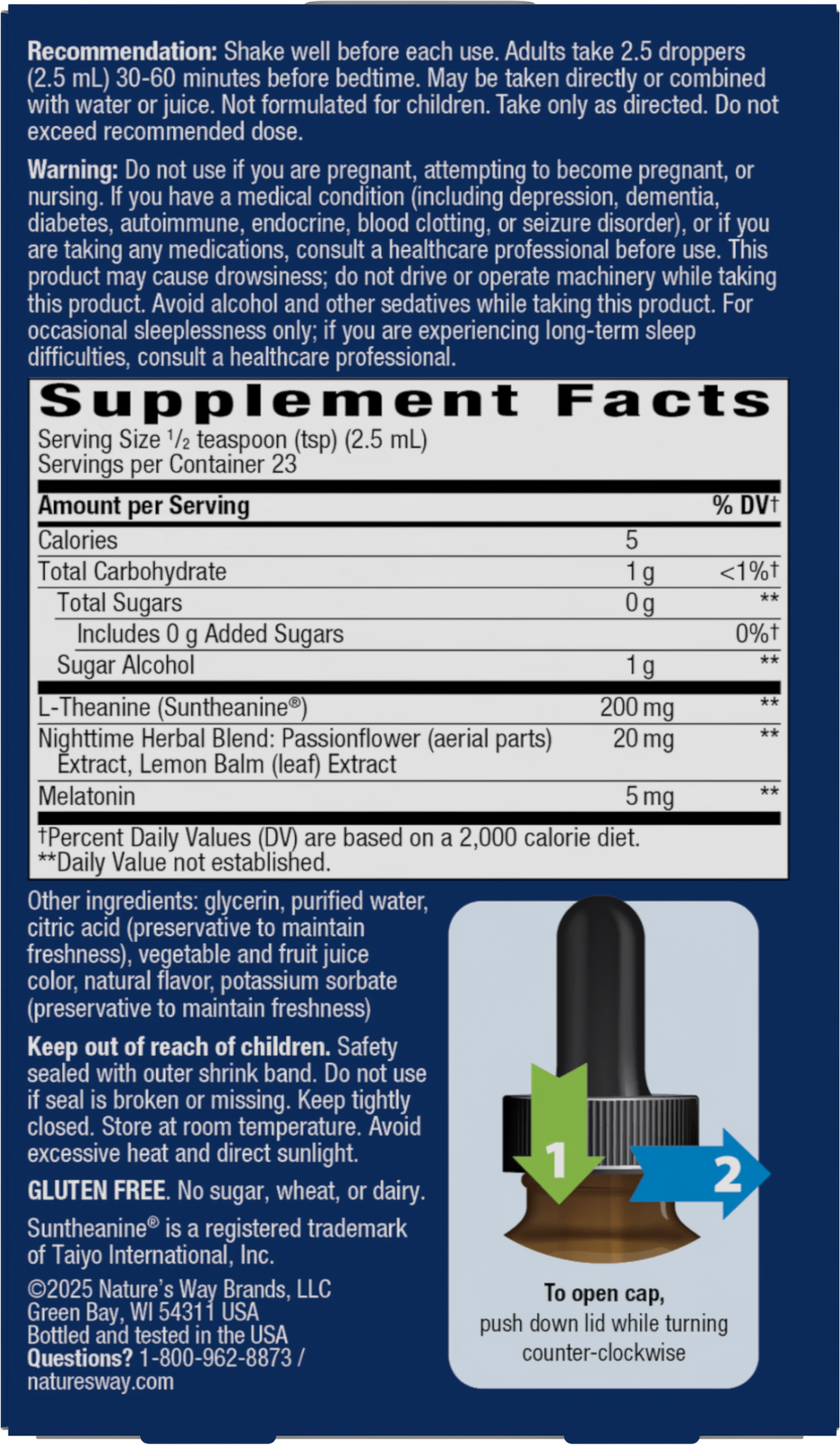 <{%MAIN2_10746%}>Nature's Way® | Sleep Tonight Melatonin Drops - back of pack