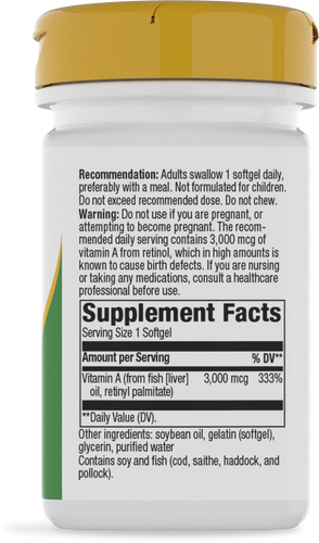 Nature's Way® | Vitamin A - right side of pack Sku:40110